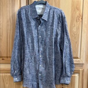Tasso Elba Men's XXL Breathable Linen Paisley Button-Down Shirt in Blue Sz XXL